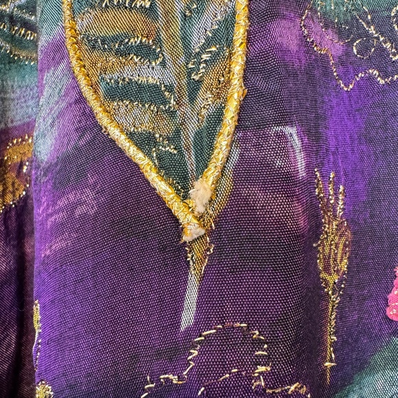 Jane Ashley | VTG Jewel Tone Fall Floral Puff Paint Bomber Oversized Coat Jacket - Picture 15 of 16